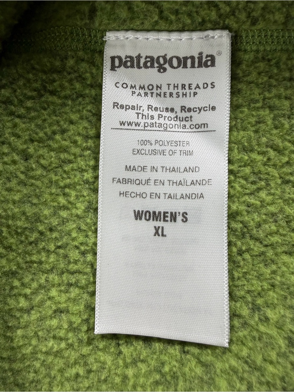 Patagonia Better Sweater 1/4 Zip Fleece Pullover Women’s XL Green Outdoor - Picture 6 of 7